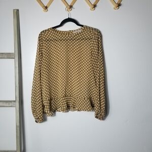 LOFT WOMEN'S LONG SLEEVE SHEER BLOUSE SIZE MEDIUM